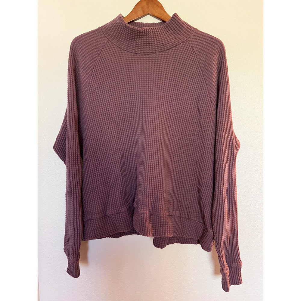 The‎ North Face Womens XL Waffle Knit Pullover Mock Neck Sweater Purple
